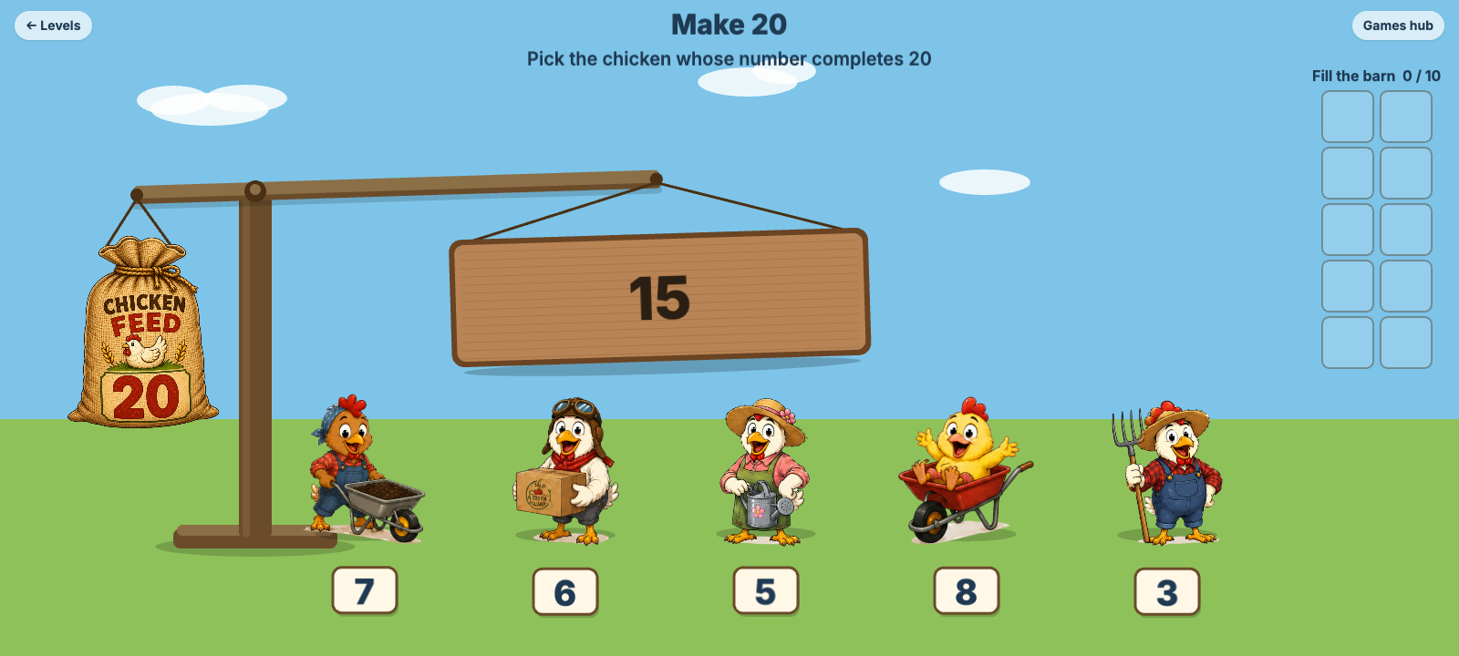 Balance the Scale — Make 20 with numbers