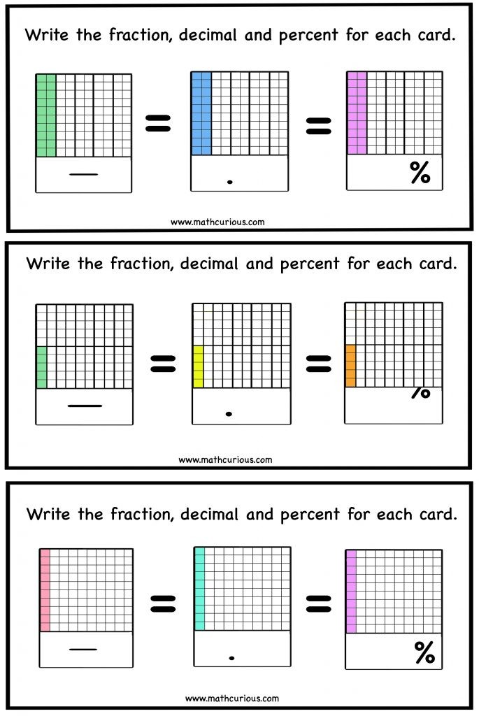 Decimals, Decimal fractions, Percentages – print and digital | Mathcurious