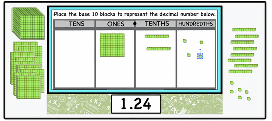 Representing Decimal Numbers using base 10 blocks. (Printable and ...