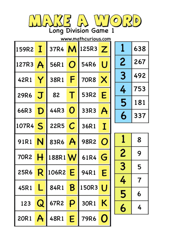 Long Division Games (print and Digital) | Mathcurious
