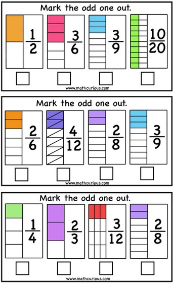 Fractions Activity Cards – equivalence, compare, complete one, addition ...