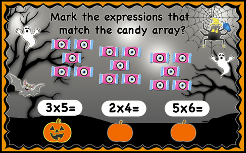 This image has an empty alt attribute; its file name is Halloween_multiplication_arrays-3.png