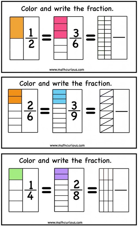 Fractions Activity Cards – equivalence, compare, complete one, addition ...