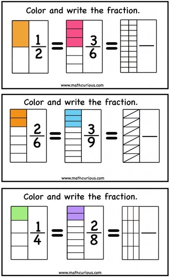 Fractions Activity Cards – Equivalence, Compare, Complete One, Addition 