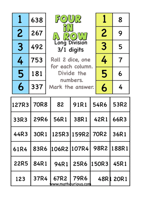 Free Printable Long Division Games