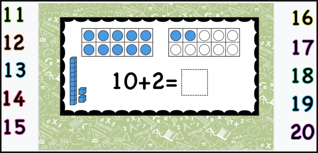 Decomposing Numbers 11-20 Using 10 Frames And Base 10 Blocks, Addition 